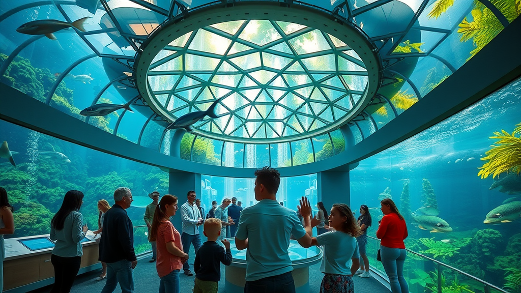 Futuristic interior of California Academy of Sciences with interactive science exhibits, aquarium, rainforest dome, california academy of sciences things to do in san francisco